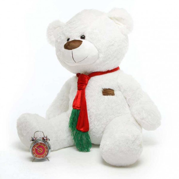 White 5 Feet Special Christmas Teddy Bear with tie muffler